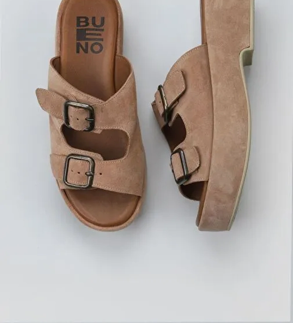 Bueno Shoes Pudra Süet Kadın Dolgu Topuklu Terlik 01wu6013 - Görsel 1