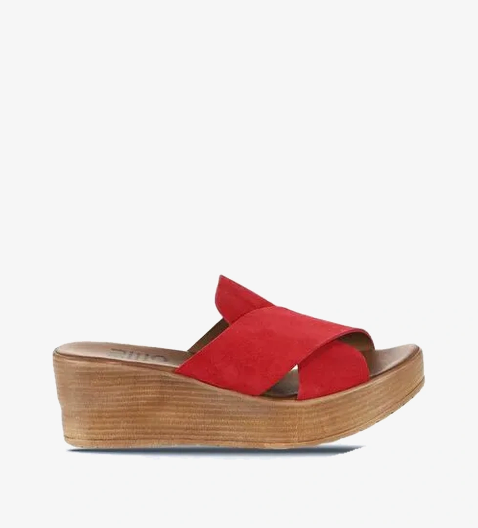 Bueno Shoes Kırmızı Alf Süet Kadın Dolgu Topuklu Terlik 01wa4703