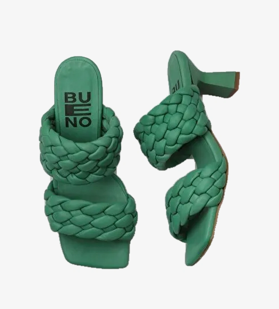 Bueno Shoes Yeşil Koyu Deri Kadın Topuklu Terlik 01wy6804
