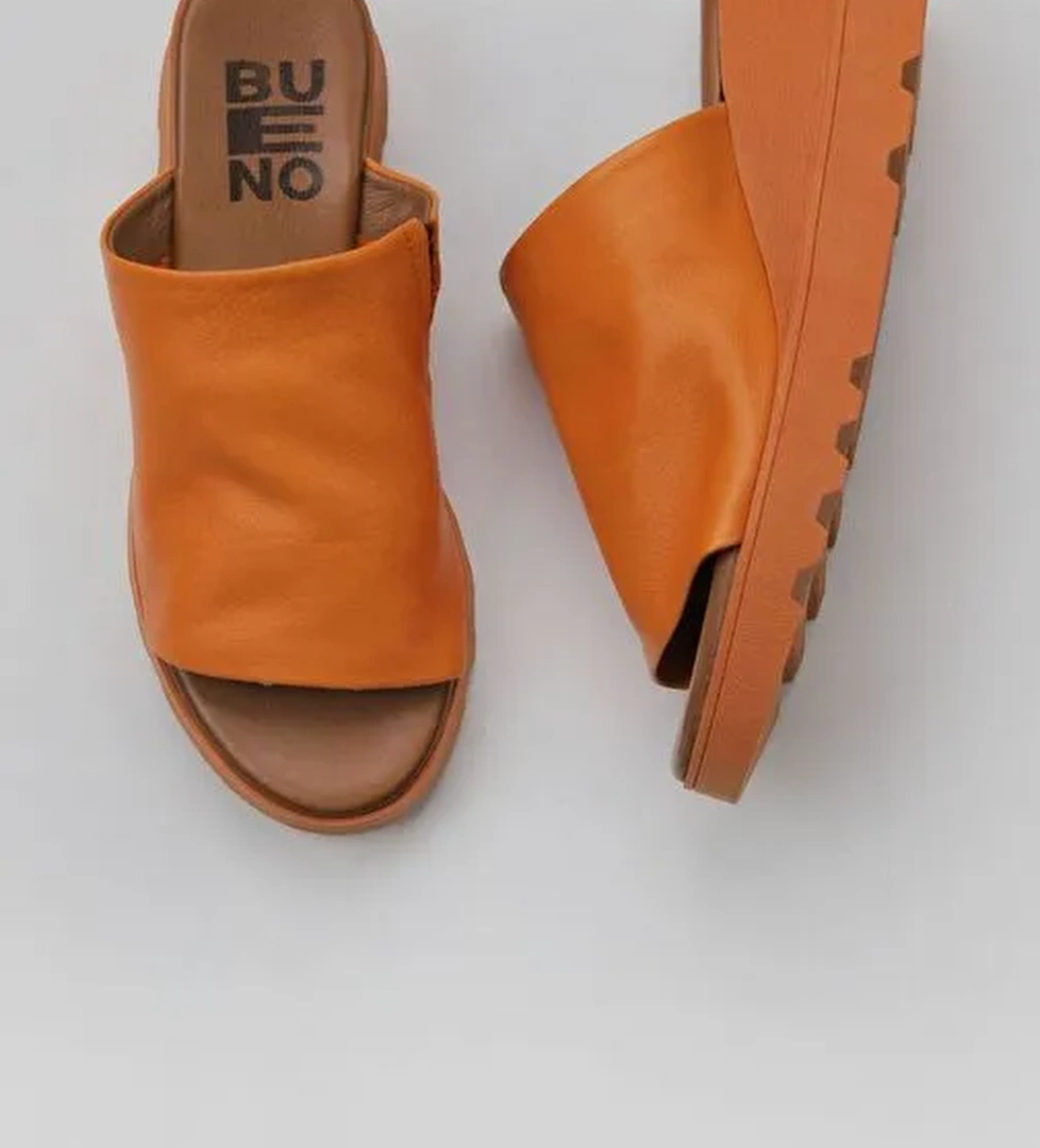 Bueno Shoes Turuncu Deri Kadın Dolgu Topuklu Terlik 01wy8605 - Görsel 1