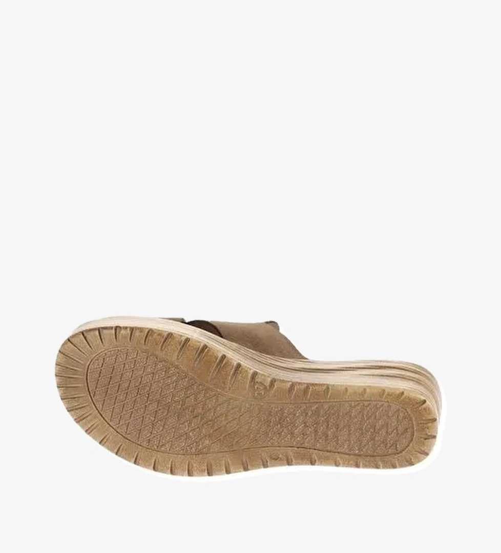 Bueno Shoes Taba Alf Süet Kadın Dolgu Topuklu Terlik 01wa4703 - Görsel 1