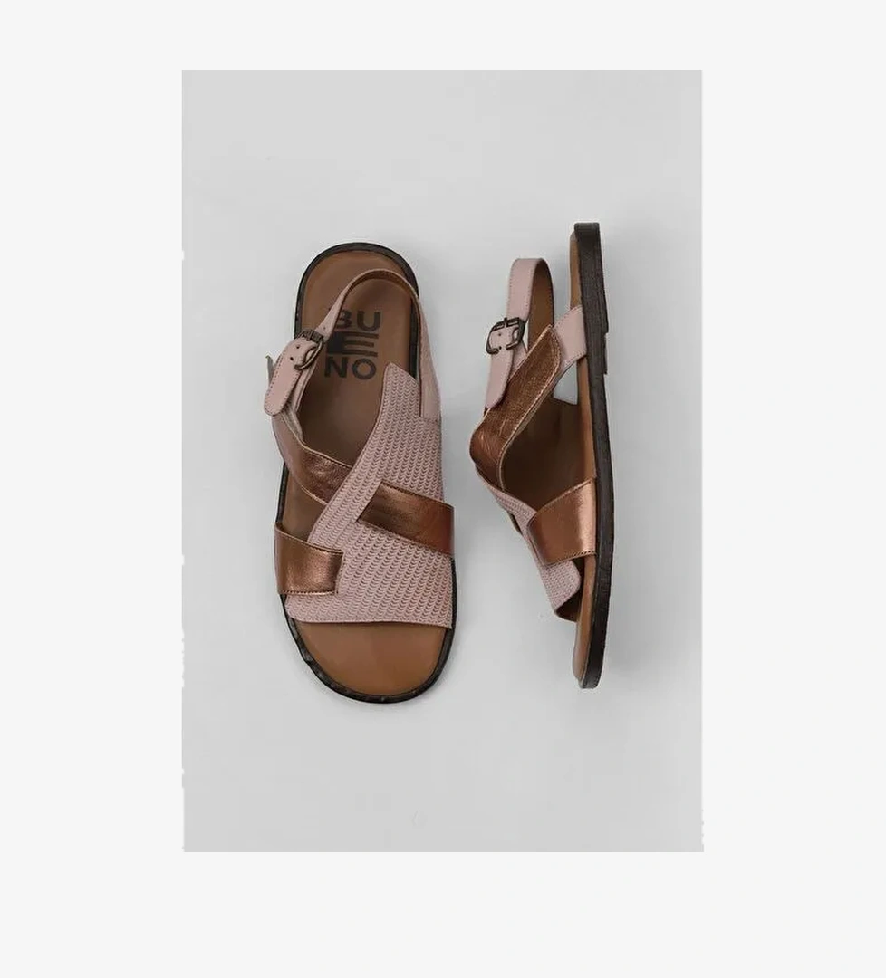 Bueno Shoes Pudra Taba Deri Kadın Sandalet 01wy2012 - Görsel 1