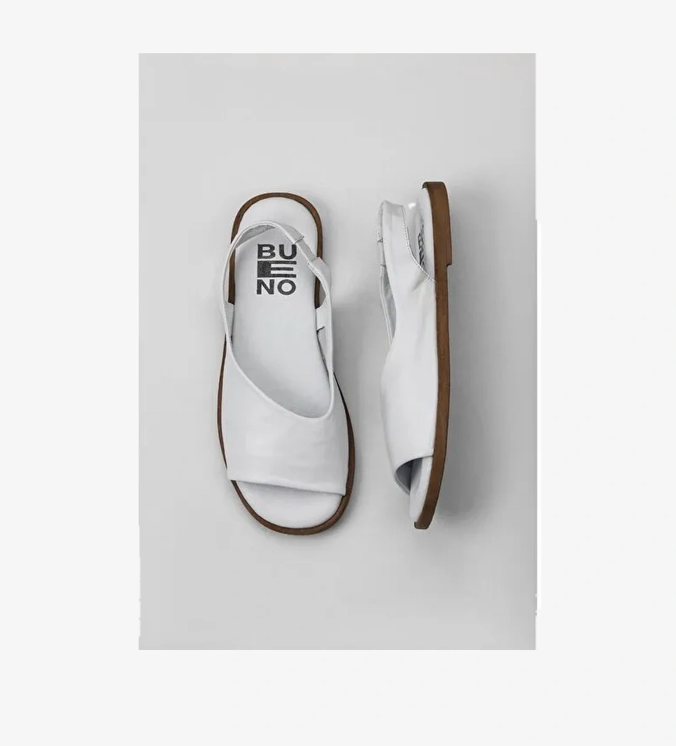 Bueno Shoes Beyaz Deri Kadın Sandalet 01wy2005 - Görsel 1