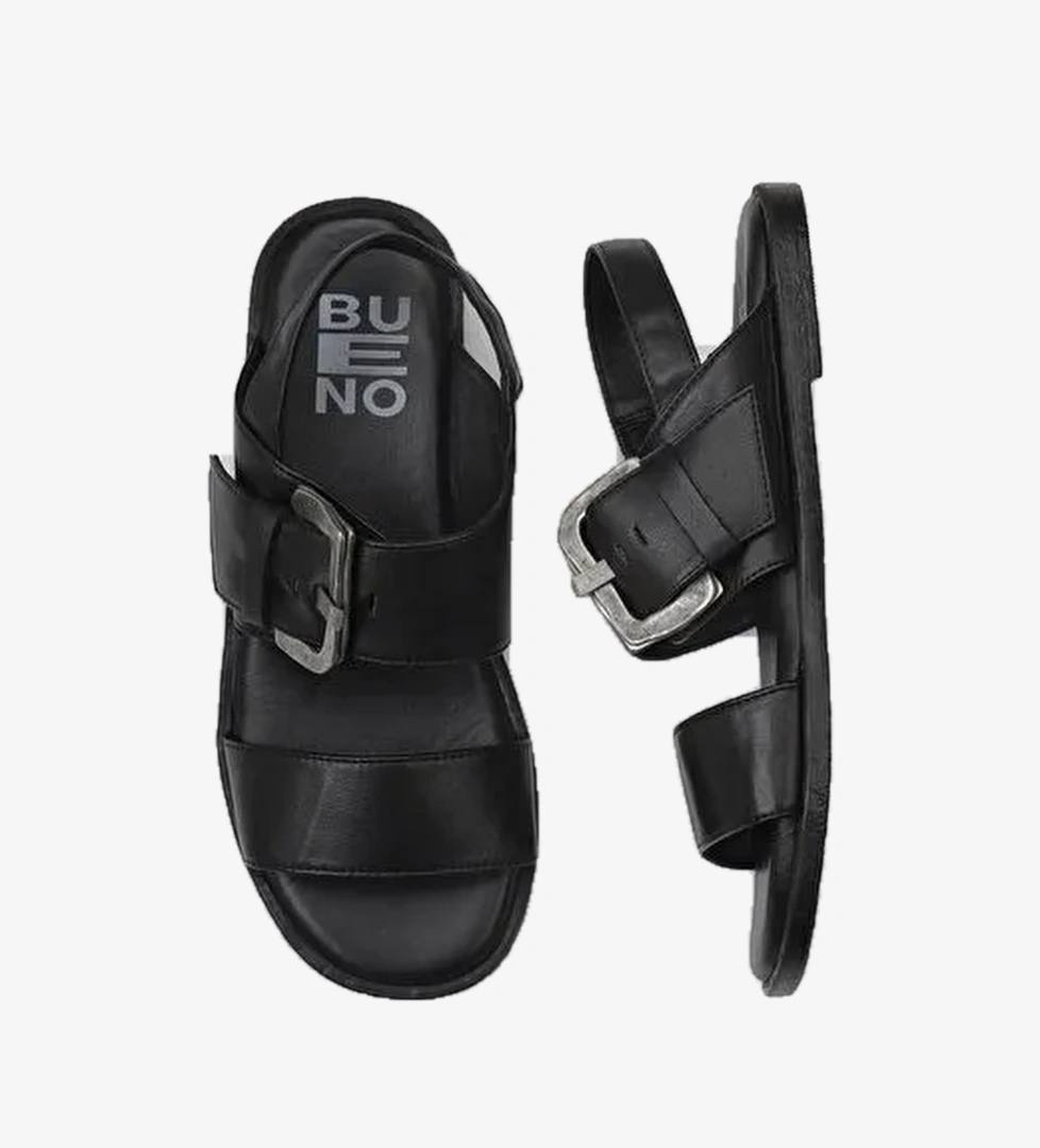 Bueno Shoes Siyah Deri Kadın Sandalet 01wy2013