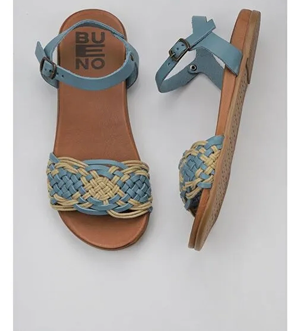 Bueno Shoes Mavi Deri Kadın Sandalet 01wu4250 - Görsel 1