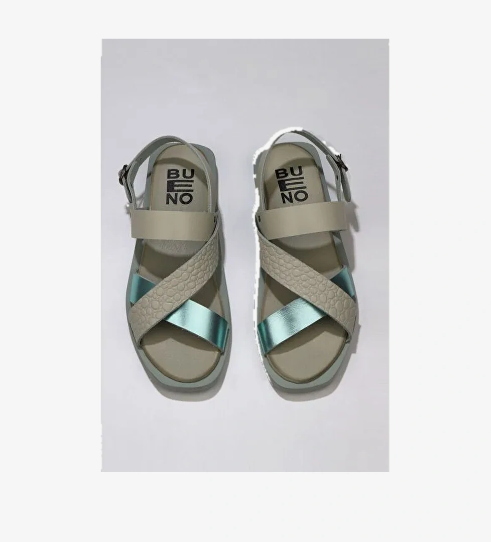 Bueno Shoes Yeşil Deri Kadın Sandalet 01ws2816 - Görsel 1