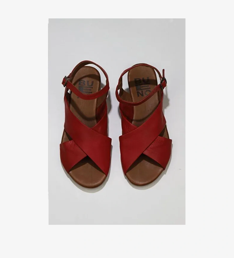 Bueno Shoes Kırmızı Deri Kadın Sandalet 01wu7477 - Görsel 1