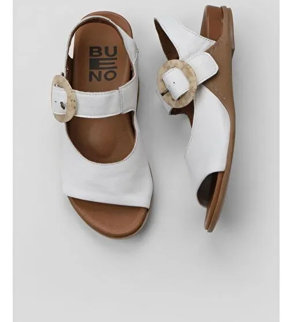 Bueno Shoes Beyaz Deri Kadın Sandalet 01wu7600 - Görsel 1
