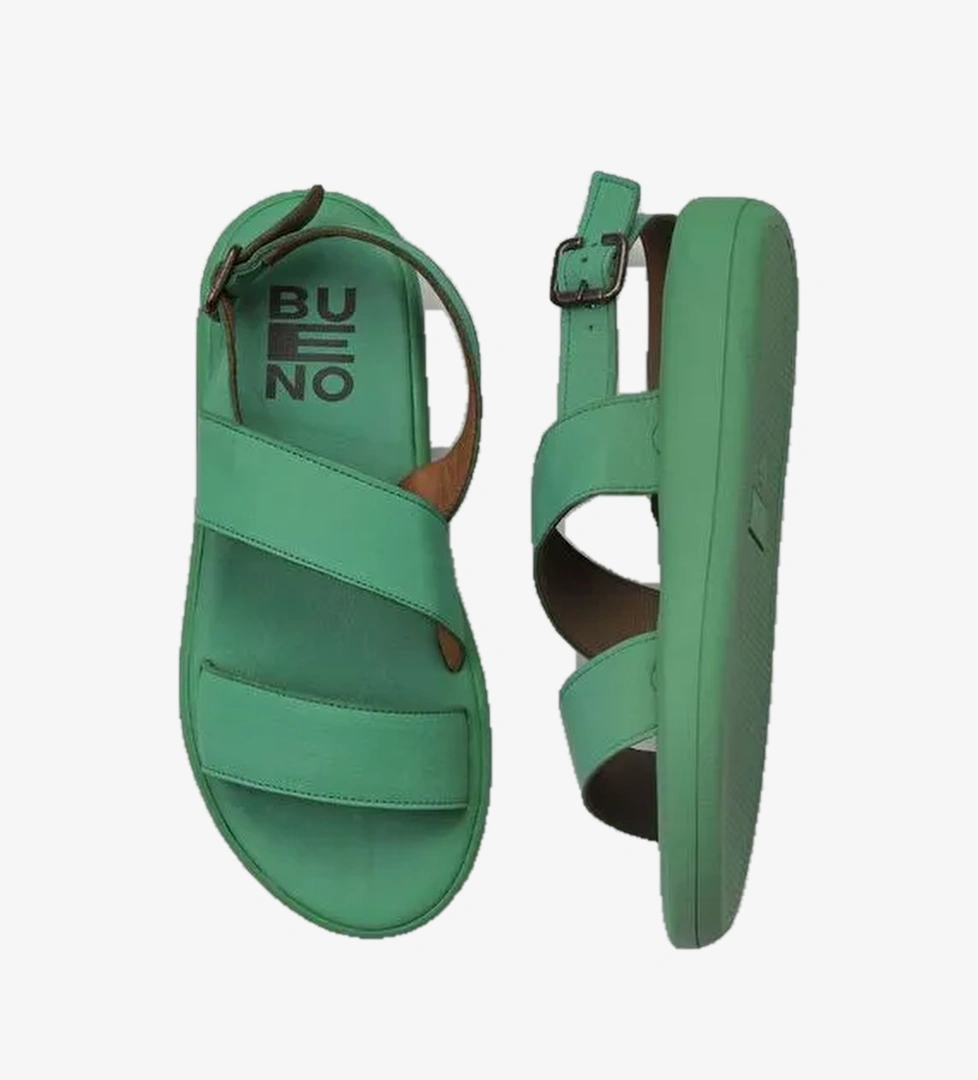 Bueno Shoes Yeşil Koyu Deri Kadın Düz Sandalet 01wy2300