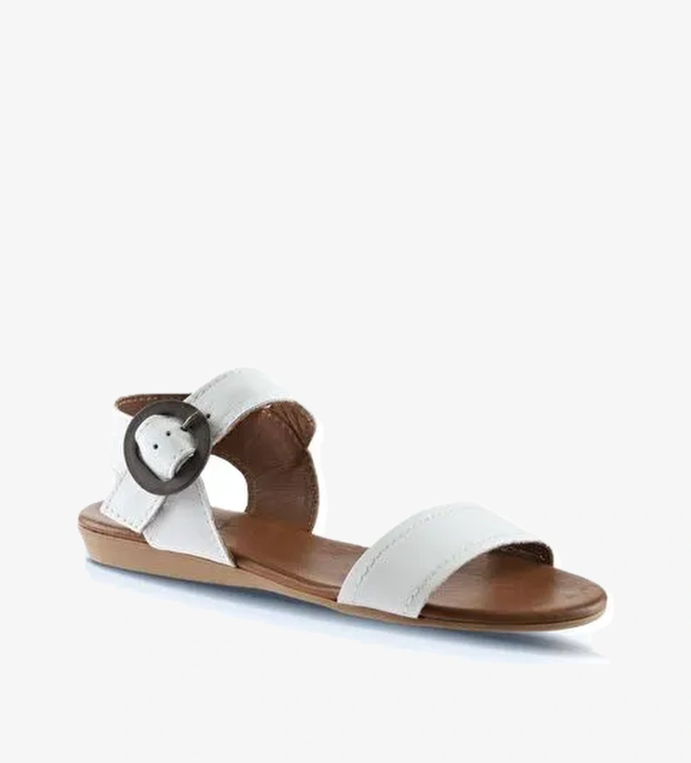 Bueno Shoes Beyaz Deri Kadın Sandalet 01wu7417 - Görsel 1