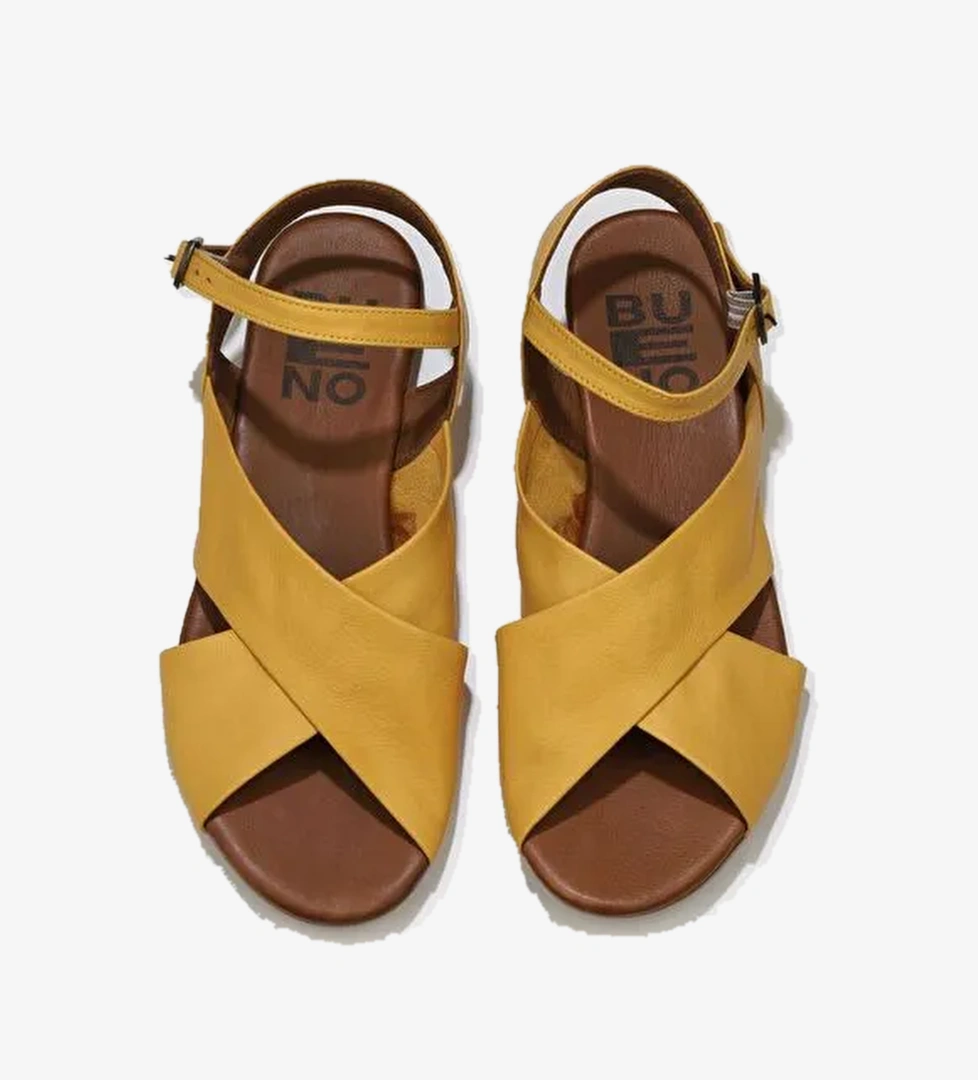 Bueno Shoes Sarı Deri Kadın Sandalet 01wu7477 - Görsel 1