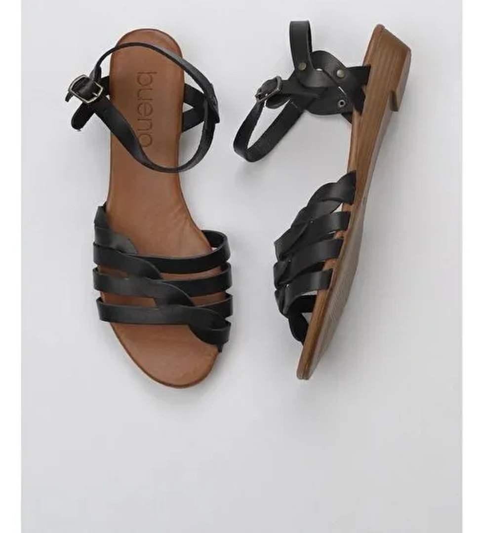 Bueno Shoes Siyah Deri Kadın Sandalet 01wu3901 - Görsel 1