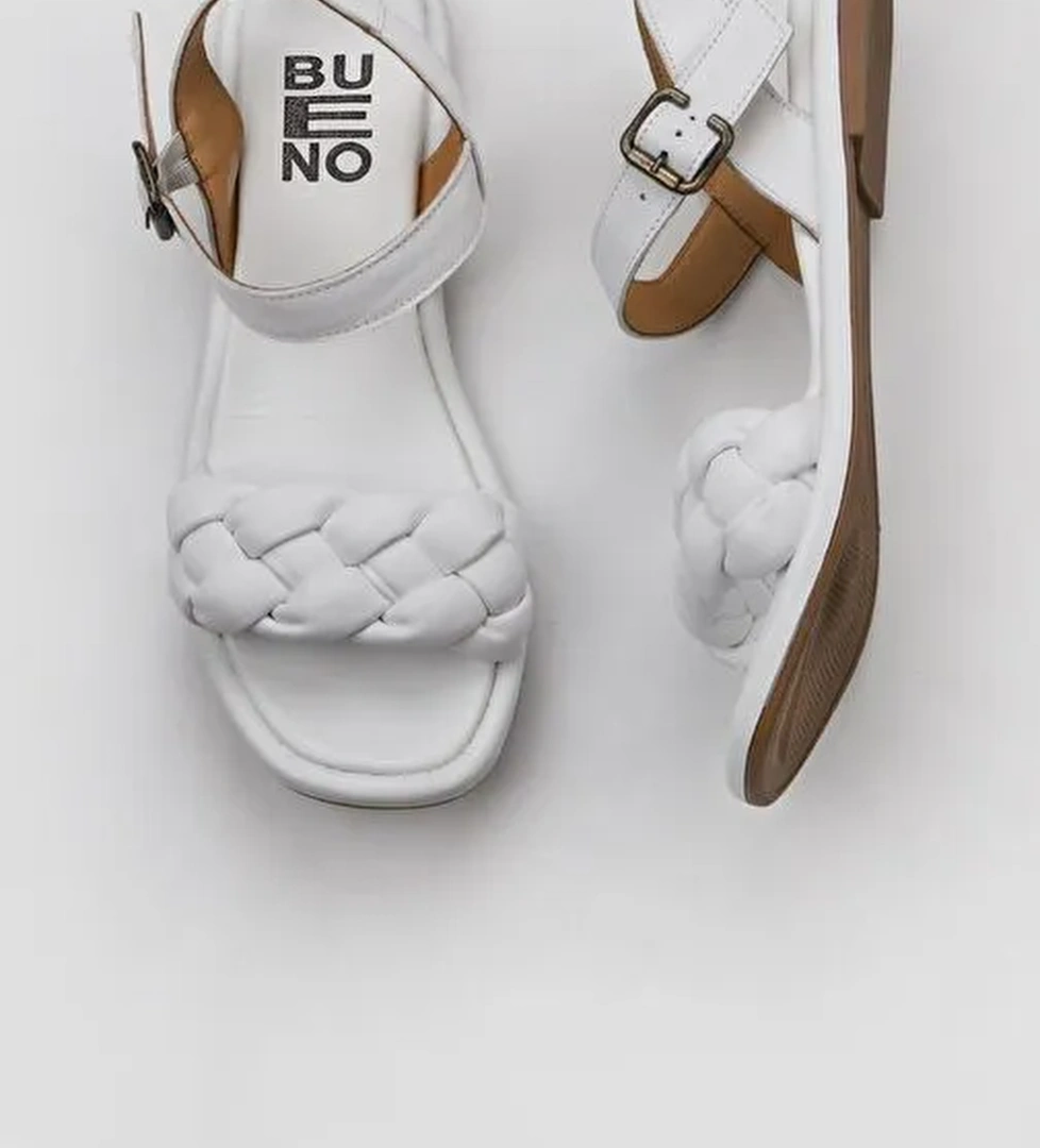 Bueno Shoes Beyaz Deri Kadın Sandalet 01wu4124 - Görsel 1