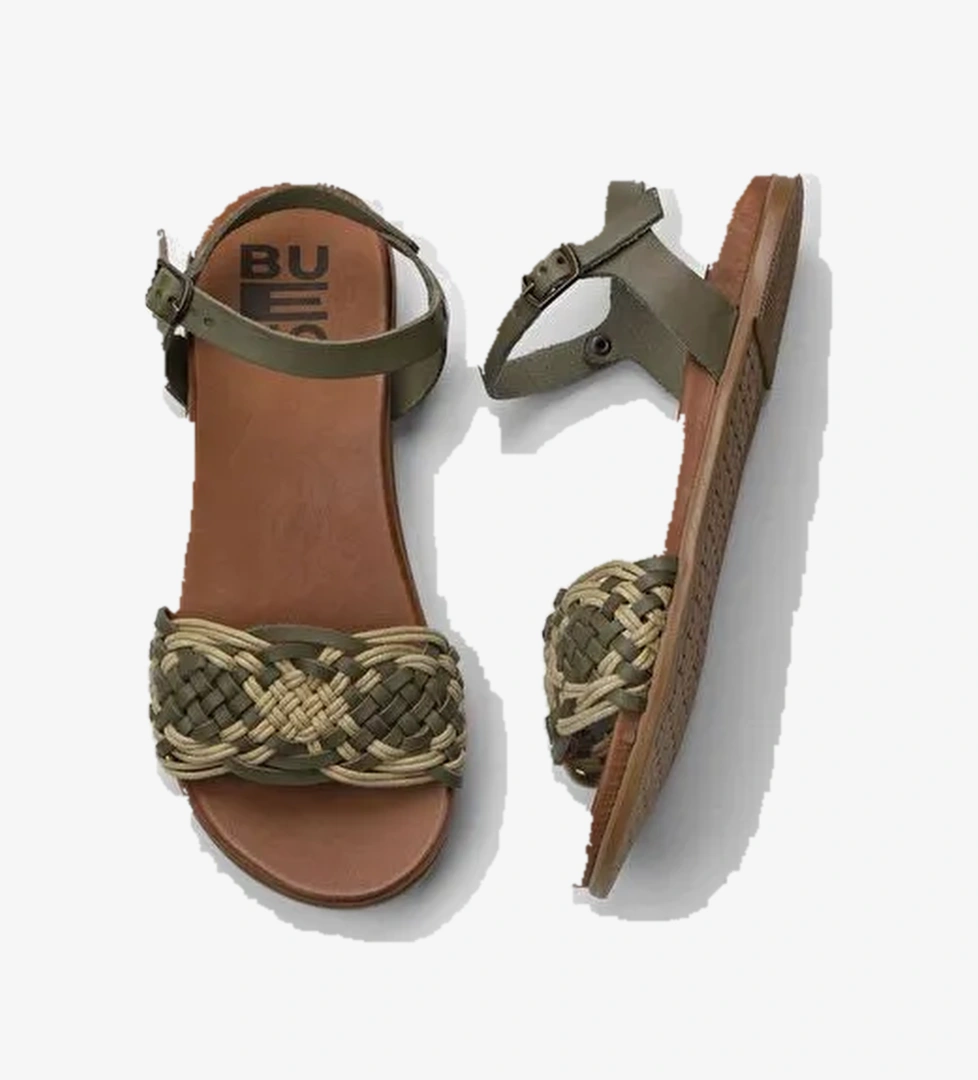 Bueno Shoes Haki Deri Kadın Sandalet 01wu4250 - Görsel 1