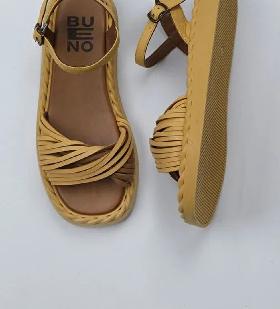 Bueno Shoes Sarı Deri Kadın Düz Sandalet 01wy9110 - Görsel 1