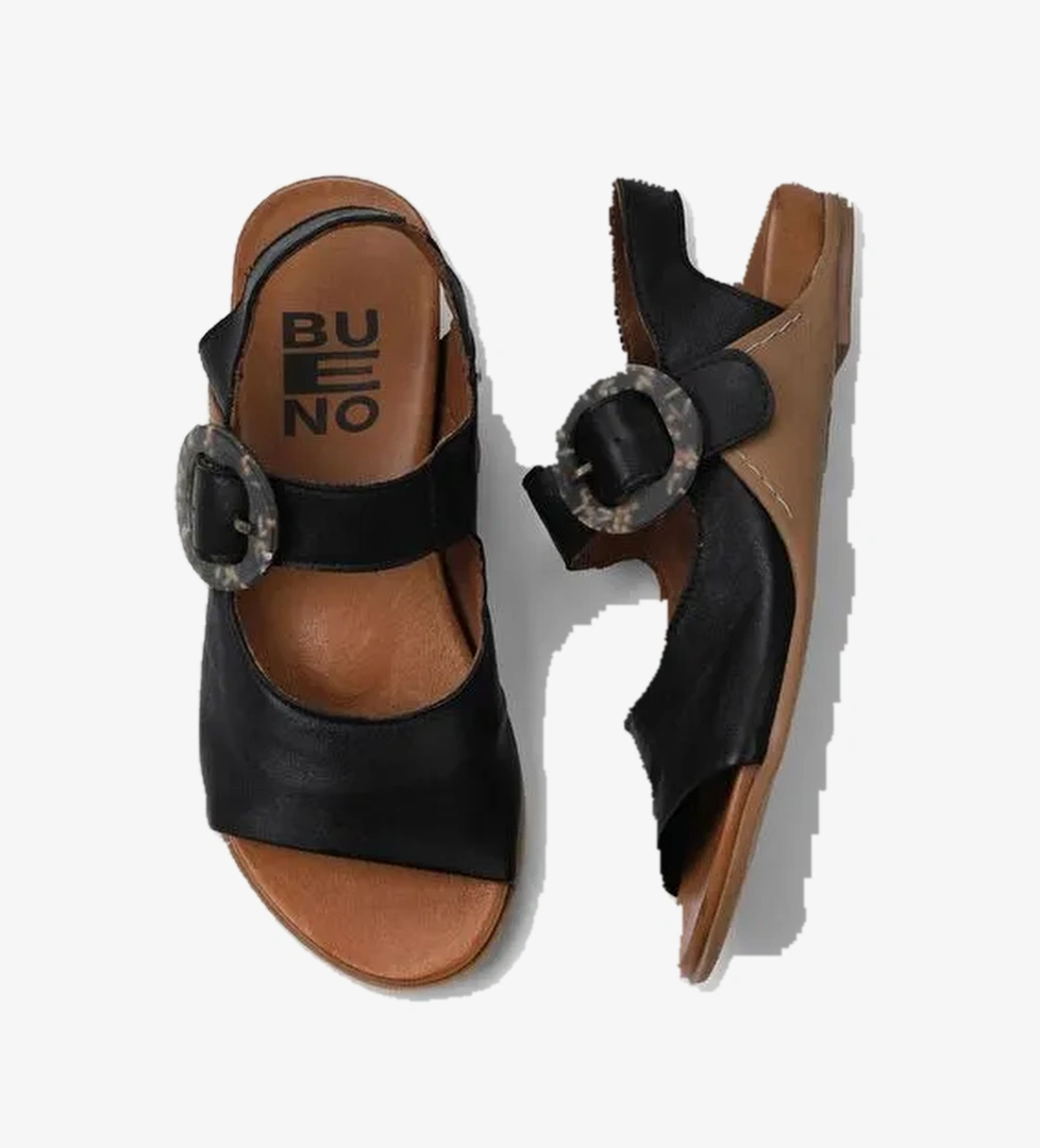 Bueno Shoes Siyah Deri Kadın Sandalet 01wu7600 - Görsel 1