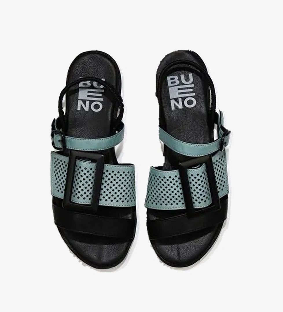 Bueno Shoes Siyah Beyaz Deri Kadın Sandalet 01wu3010 - Görsel 1