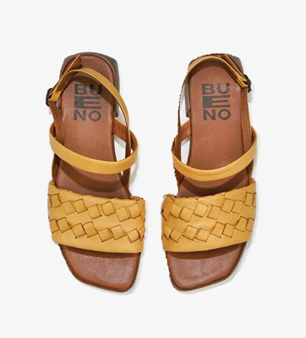 Bueno Shoes Sarı Deri Kadın Sandalet 01wu1810 - Görsel 1