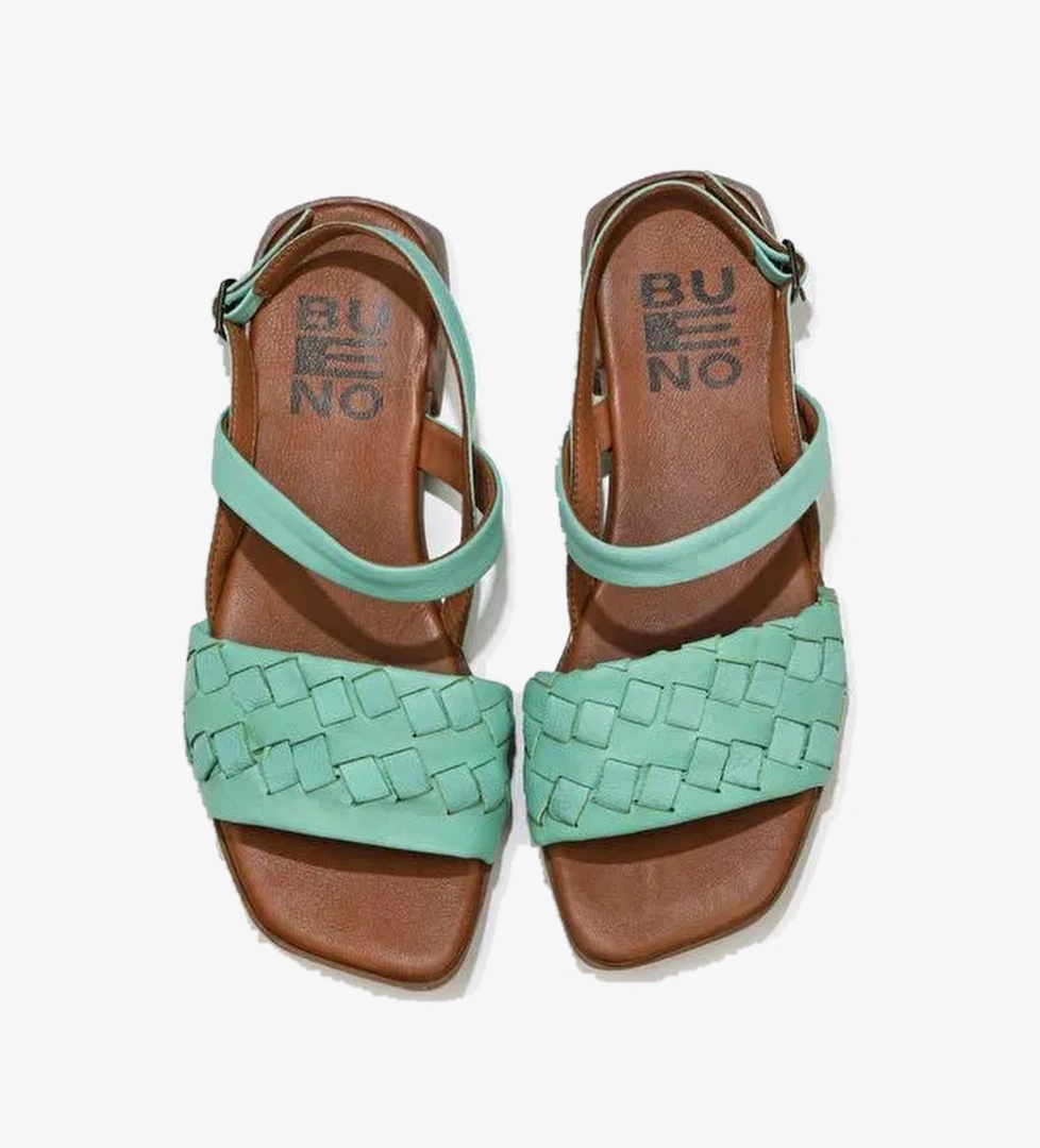 Bueno Shoes Yeşil Deri Kadın Sandalet 01wu1810 - Görsel 1
