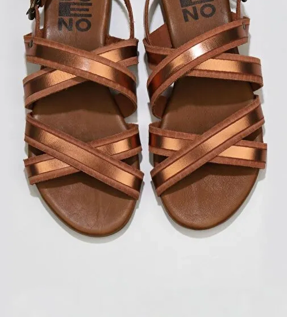 Bueno Shoes Taba Parlak Deri Kadın Sandalet 01wu7425 - Görsel 1