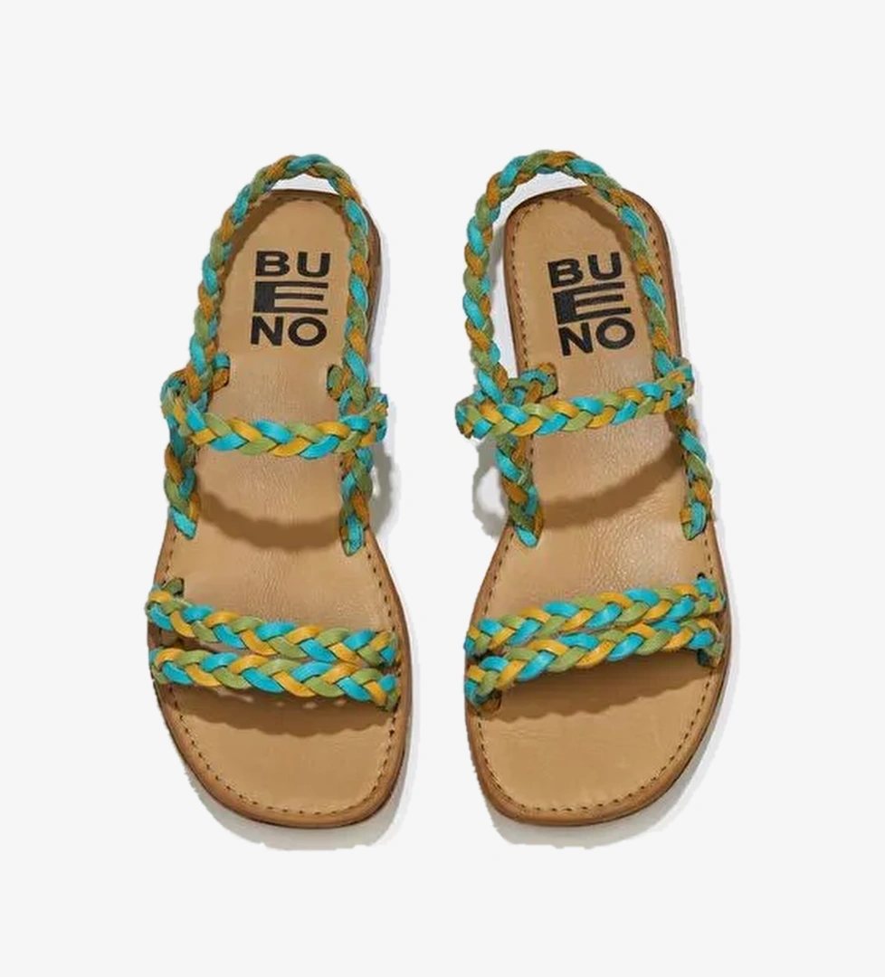 Bueno Shoes Sarı Multi Deri Kadın Sandalet 01wu3417 - Görsel 1