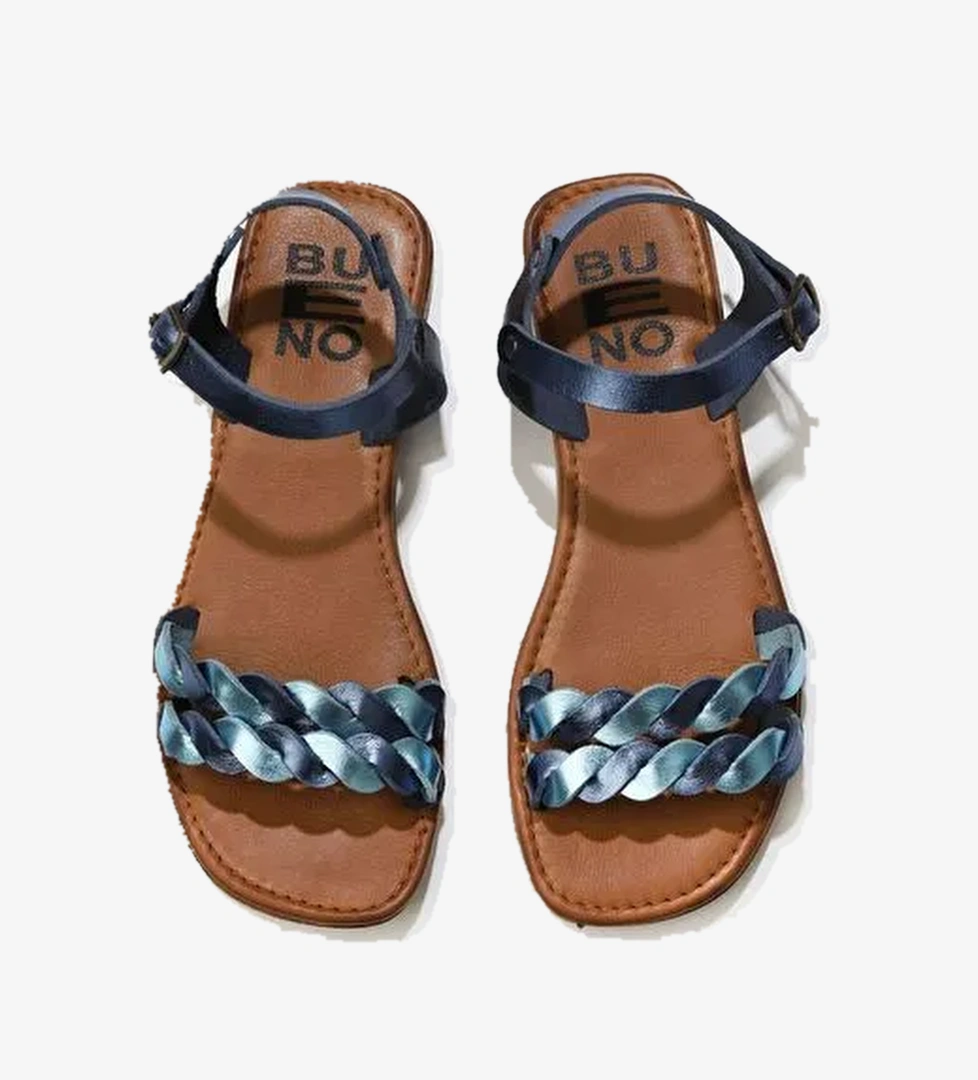 Bueno Shoes Lacivert Mavi Prlk Deri Kadın Sandalet 01wu3415 - Görsel 1