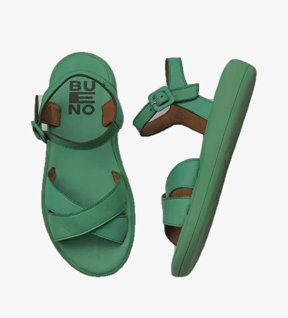 Bueno Shoes Yeşil Koyu Deri Kadın Düz Sandalet 01wy2301