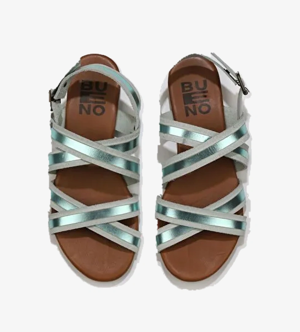 Bueno Shoes Yeşil Parlak Deri Kadın Sandalet 01wu7425 - Görsel 1