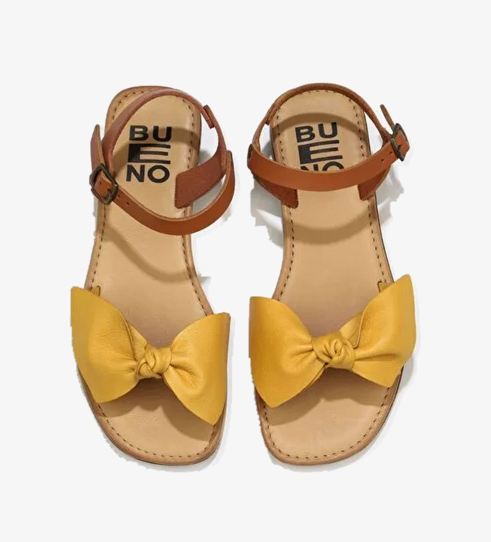 Bueno Shoes Sarı Taba Deri Kadın Sandalet 01wu3424 - Görsel 1