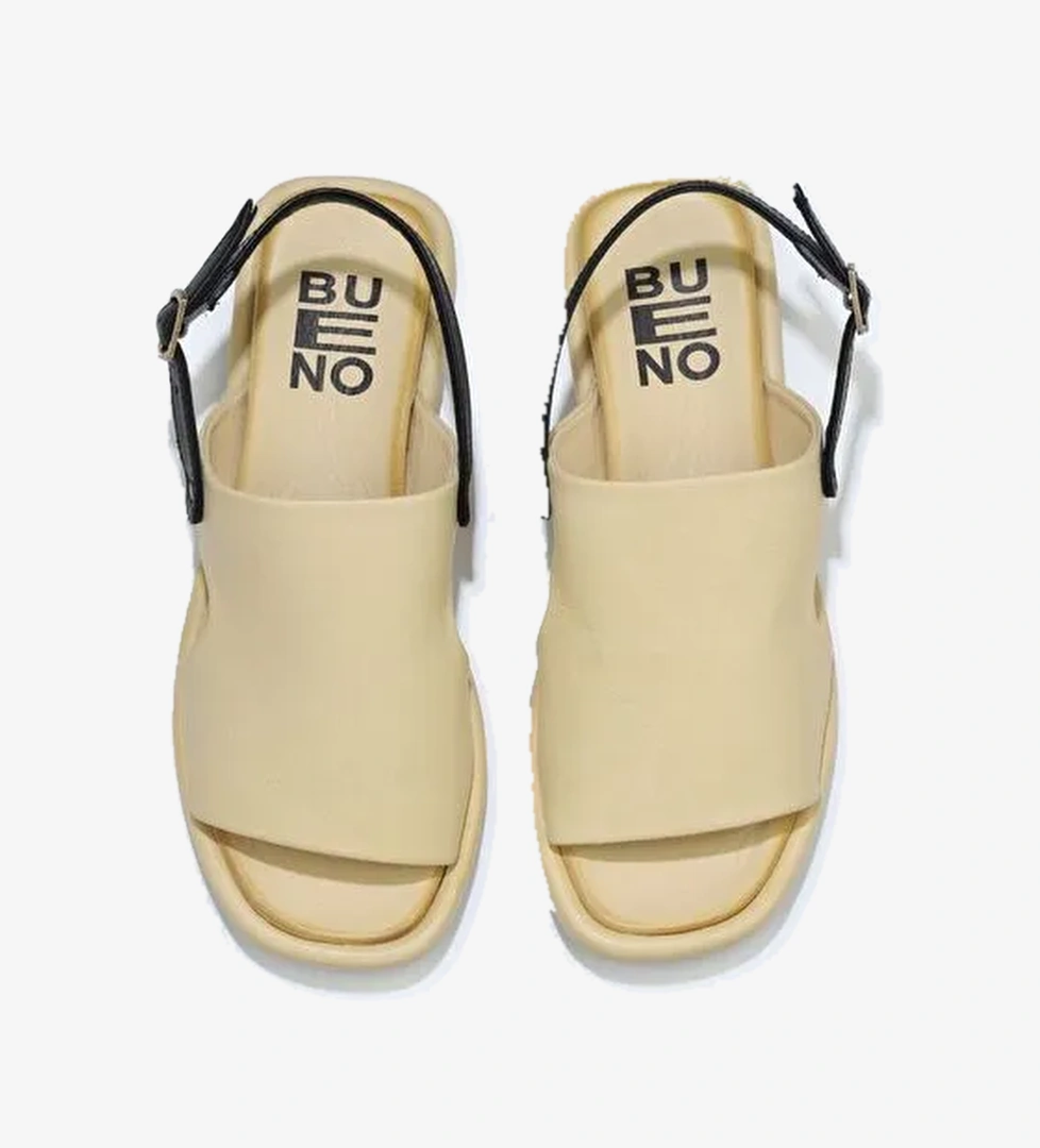 Bueno Shoes Sarı Siyah Deri Kadın Sandalet 01wu4108 - Görsel 1