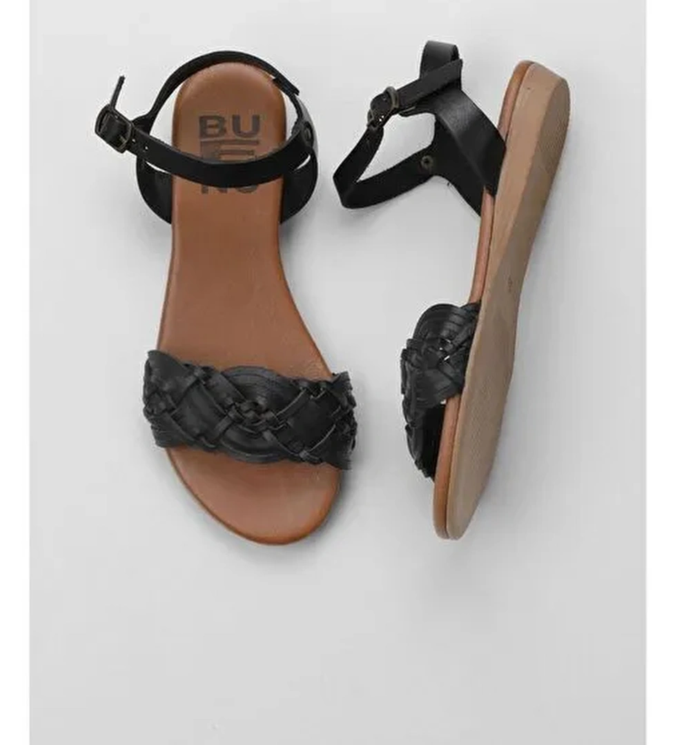 Bueno Shoes Siyah Deri Kadın Sandalet 01wu7450 - Görsel 1