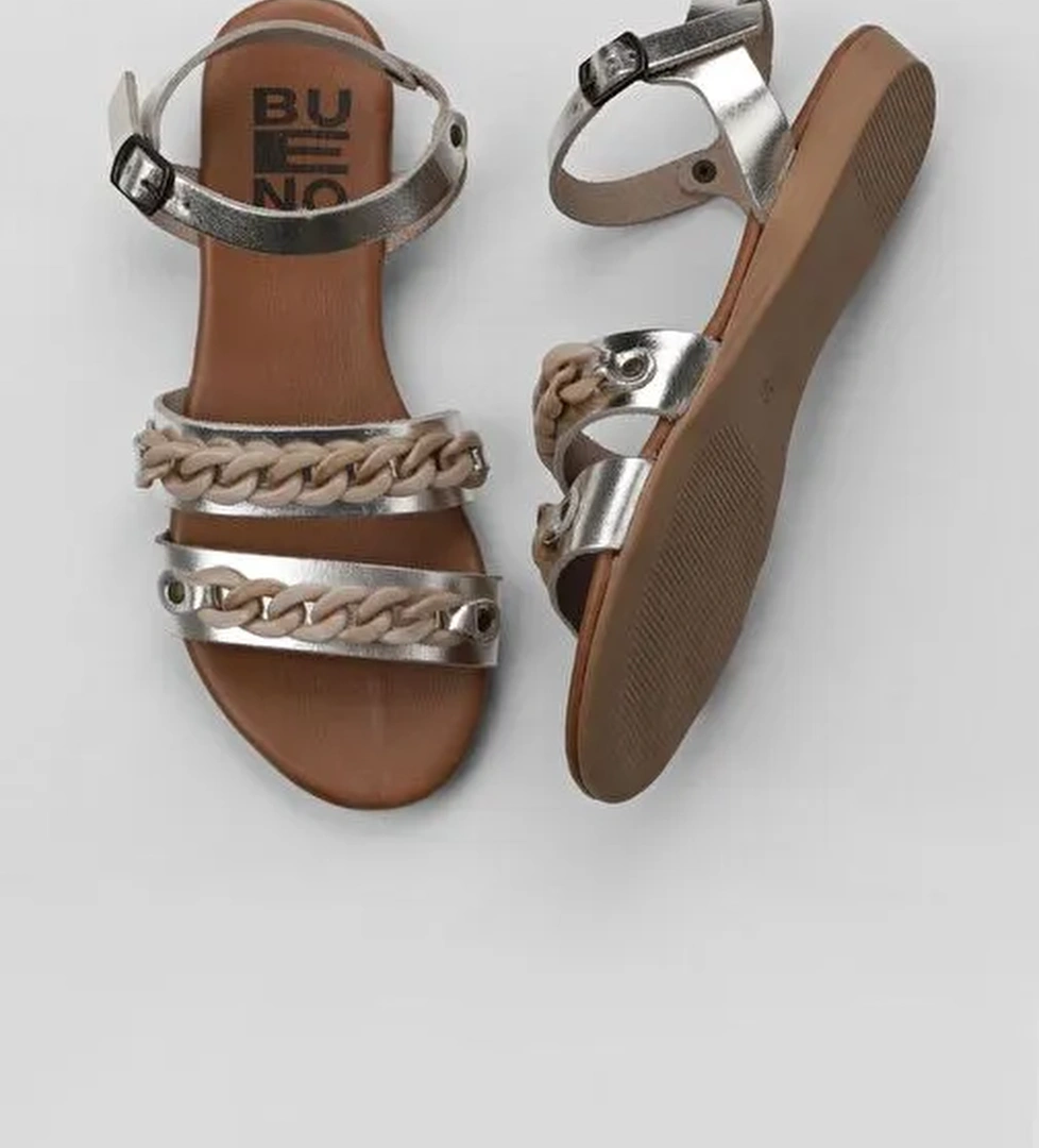 Bueno Shoes Bej Parlak Deri Kadın Sandalet 01wu7434 - Görsel 1
