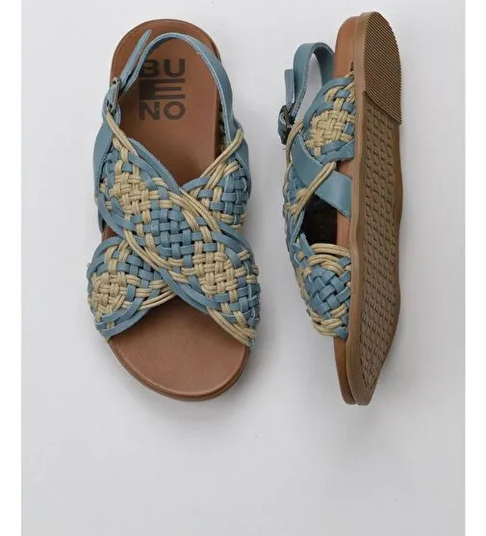 Bueno Shoes Mavi Deri Kadın Sandalet 01wu4248 - Görsel 1