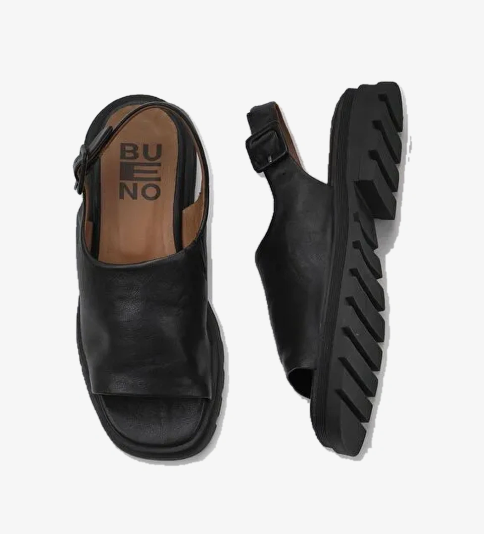 Bueno Shoes Siyah Khv Deri Kadın Düz Sandalet 01wy5506 - Görsel 1