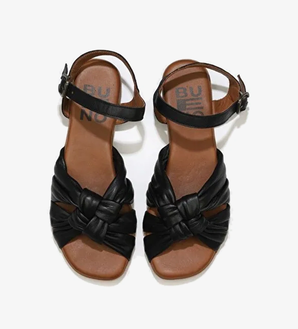 Bueno Shoes Siyah Khv-bej Deri Kadın Sandalet 01wu8802 - Görsel 1