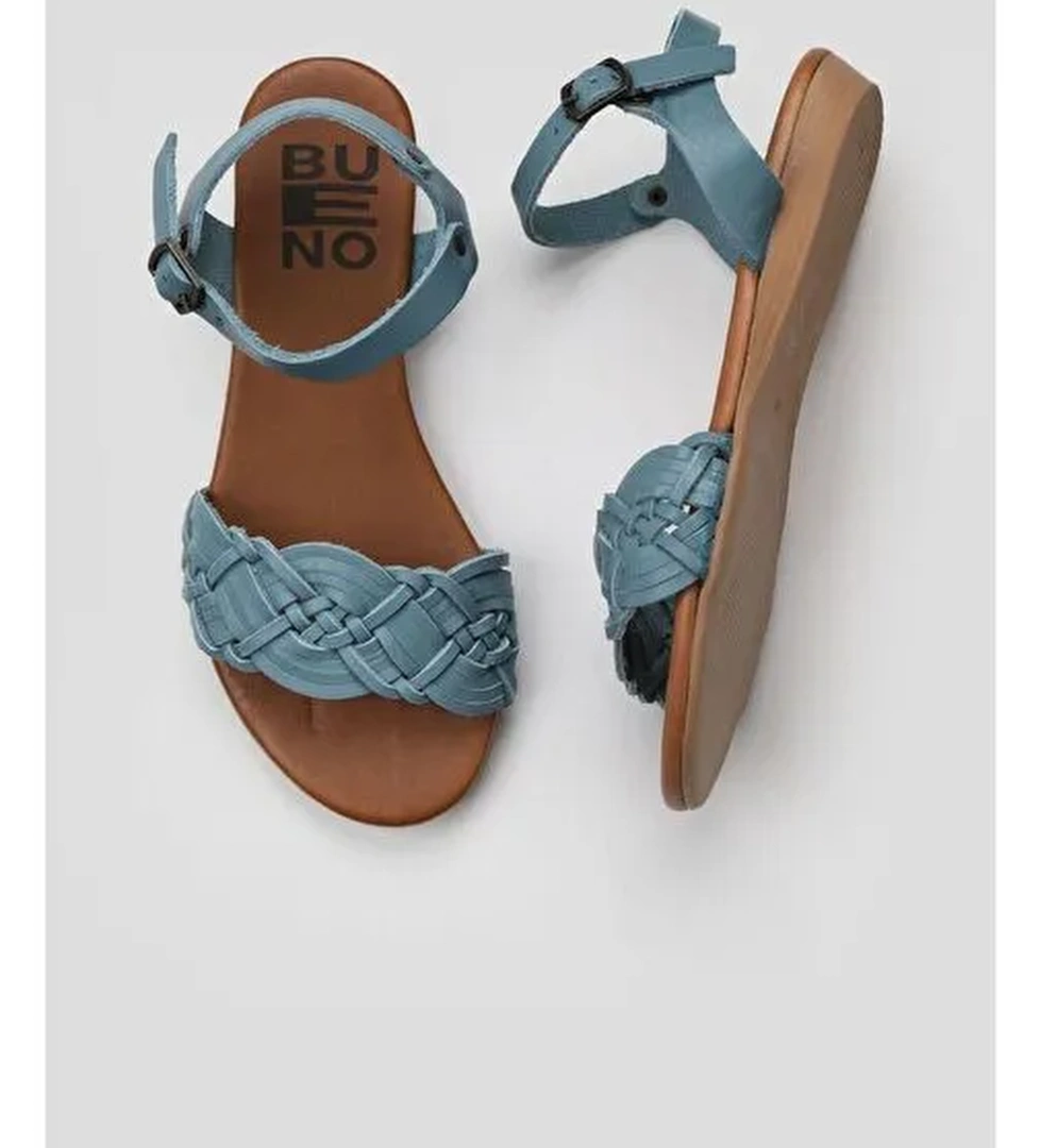 Bueno Shoes Mavi Deri Kadın Sandalet 01wu7450 - Görsel 1