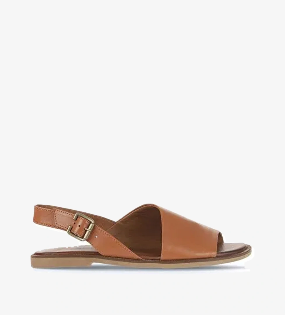 Bueno Shoes Taba Koyu Deri Kadın Düz Sandalet 01wa5700 - Görsel 1