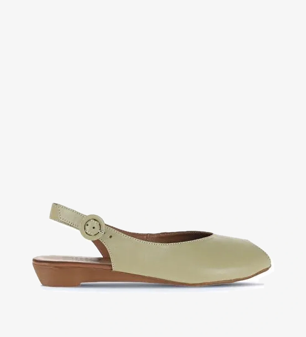 Bueno Shoes Haki Deri Kadın Düz Sandalet 01wa4406 - Görsel 1