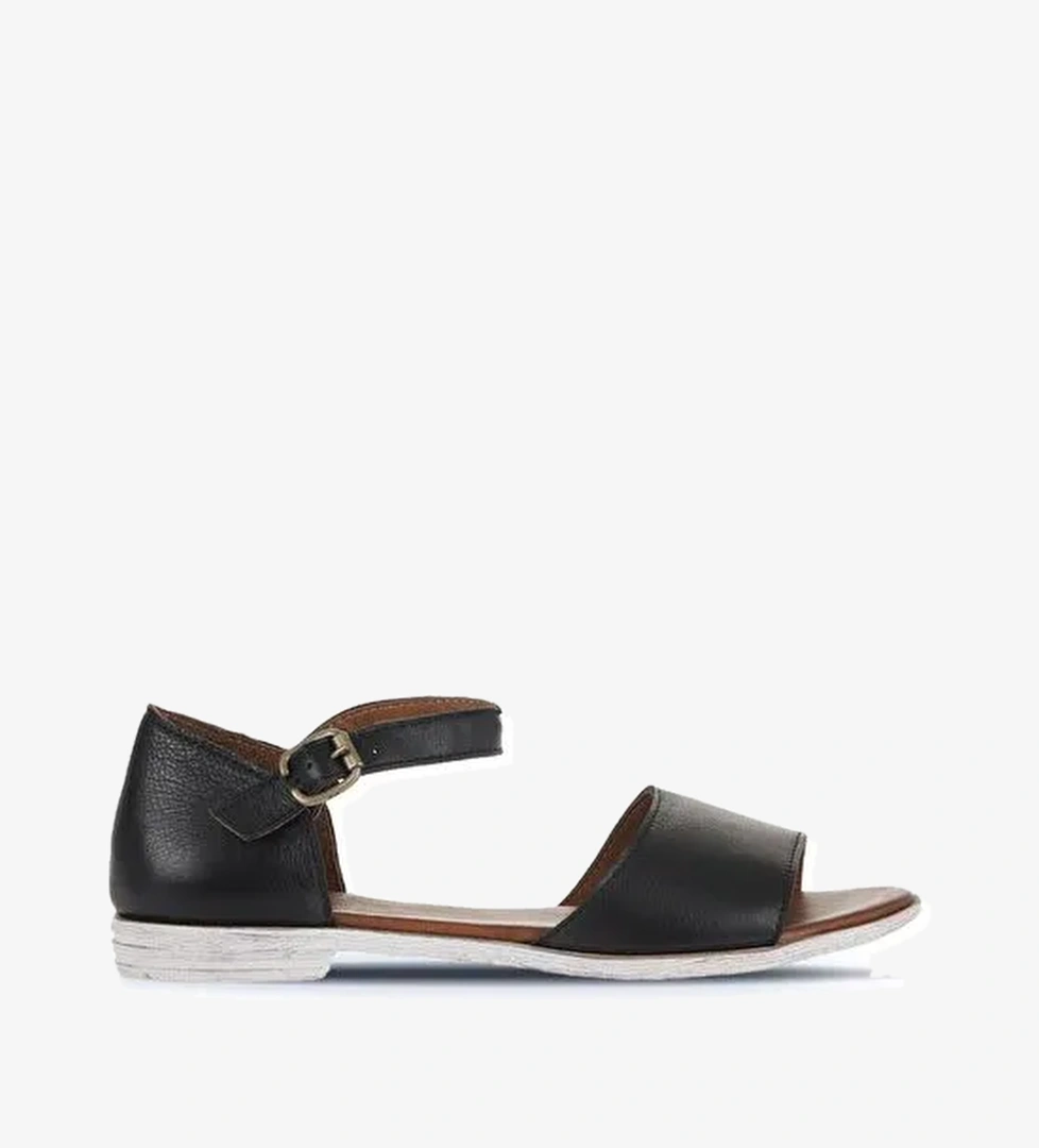 Bueno Shoes Siyah Deri Kadın Düz Sandalet 01wa3006 - Görsel 1