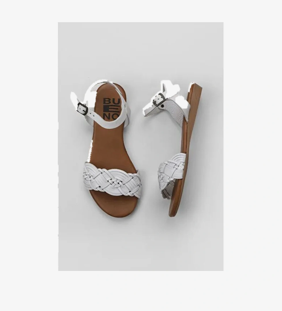 Bueno Shoes Beyaz Deri Kadın Sandalet 01wu7450 - Görsel 1