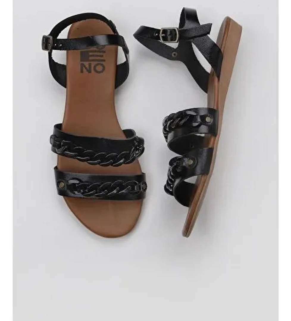 Bueno Shoes Siyah Parlak Deri Kadın Sandalet 01wu7434 - Görsel 1