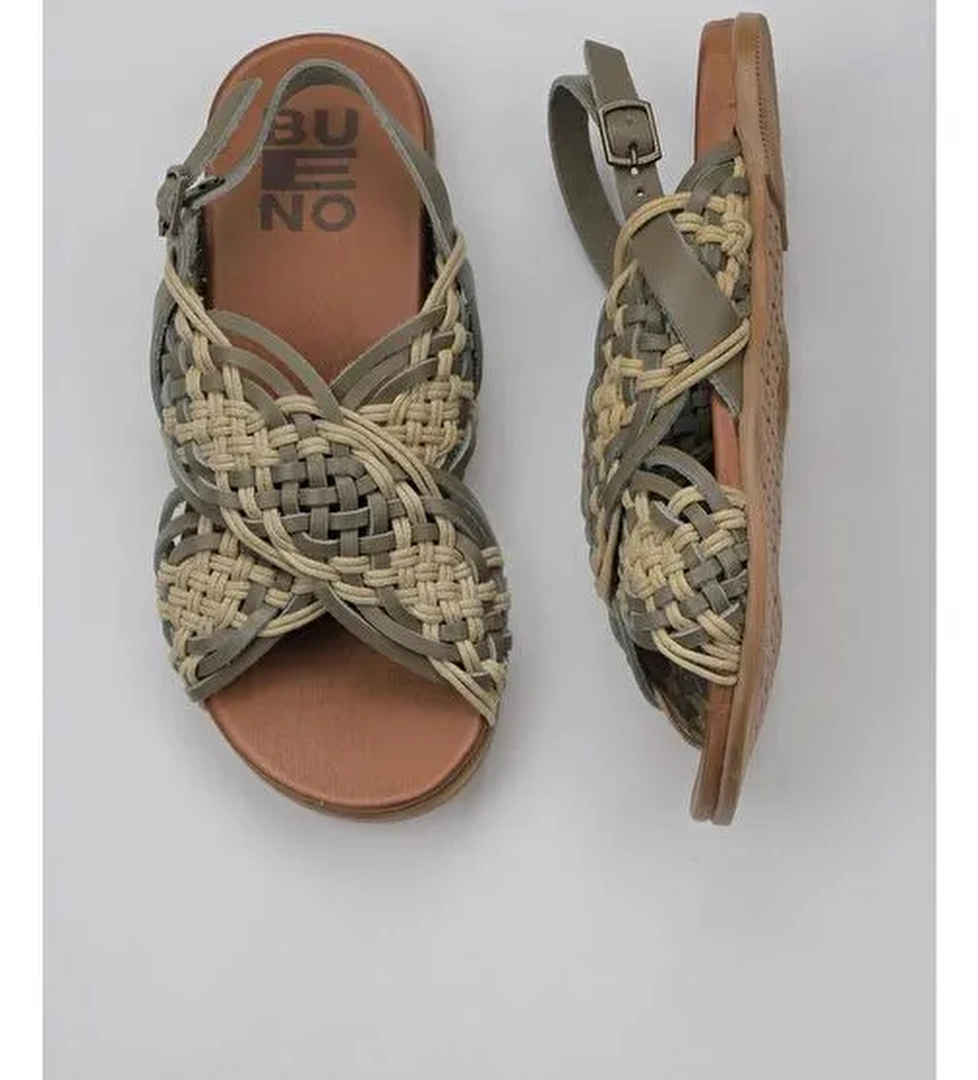 Bueno Shoes Haki Deri Kadın Sandalet 01wu4248 - Görsel 1