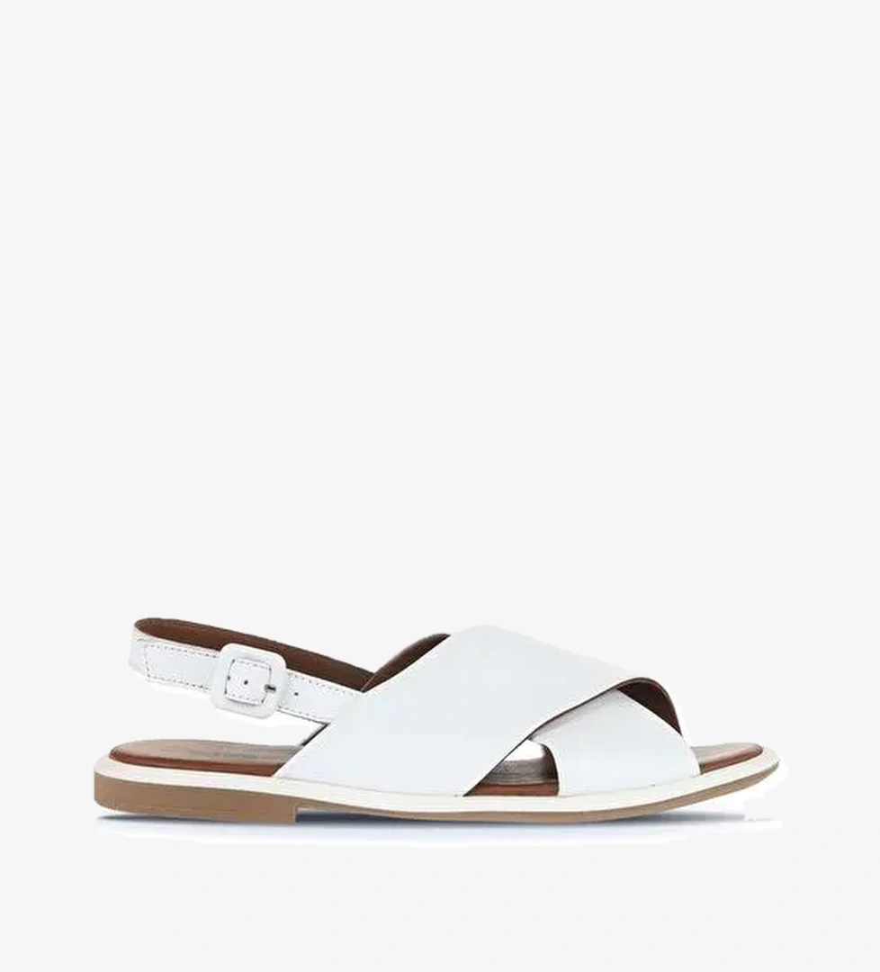 Bueno Shoes Beyaz Deri Kadın Düz Sandalet 01wa3600 - Görsel 1