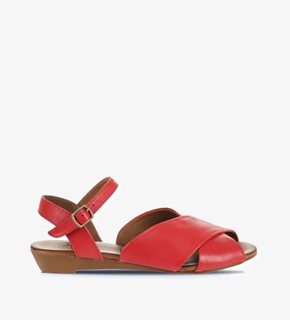 Bueno Shoes Kırmızı Deri Kadın Düz Sandalet 01wa4403 - Görsel 1