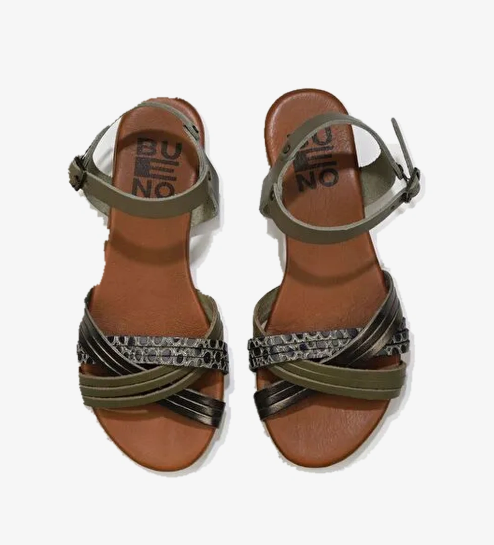 Bueno Shoes Haki Multi Deri Kadın Sandalet 01wu7442 - Görsel 1