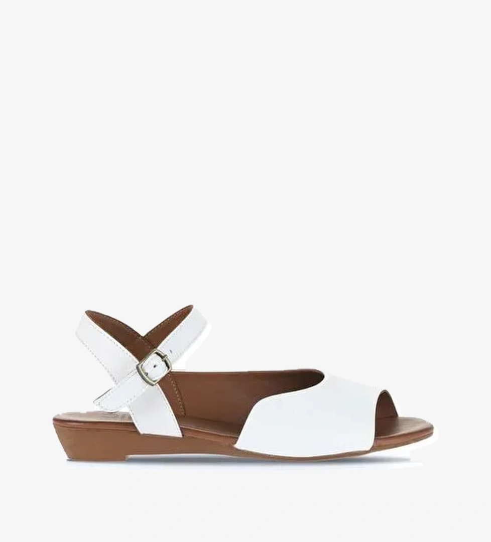 Bueno Shoes Beyaz Deri Kadın Düz Sandalet 01wa4402 - Görsel 1