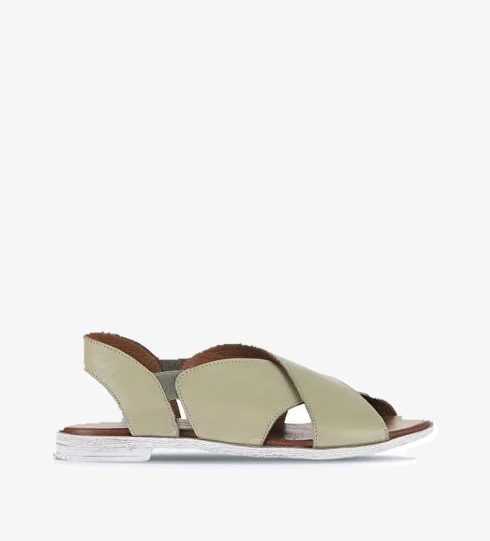 Bueno Shoes Haki Deri Kadın Düz Sandalet 01wa3009 - Görsel 1