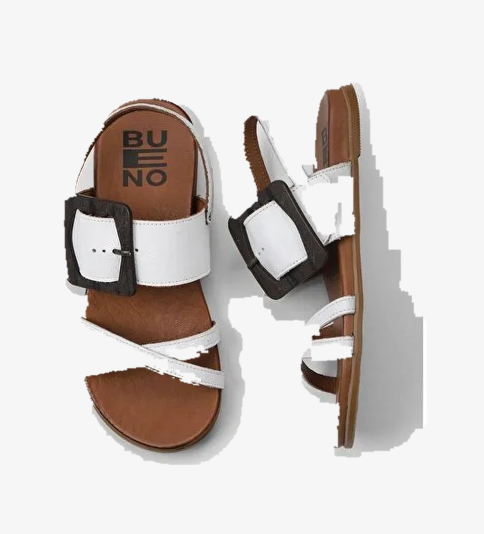 Bueno Shoes Beyaz Deri Kadın Sandalet 01wu4224 - Görsel 1