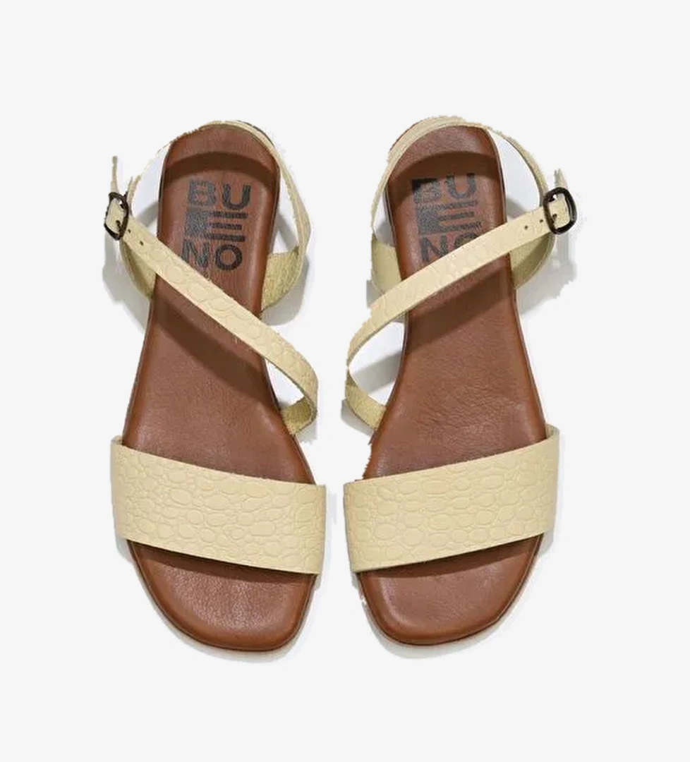 Bueno Shoes Sarı Deri Kadın Sandalet 01ws6012 - Görsel 1