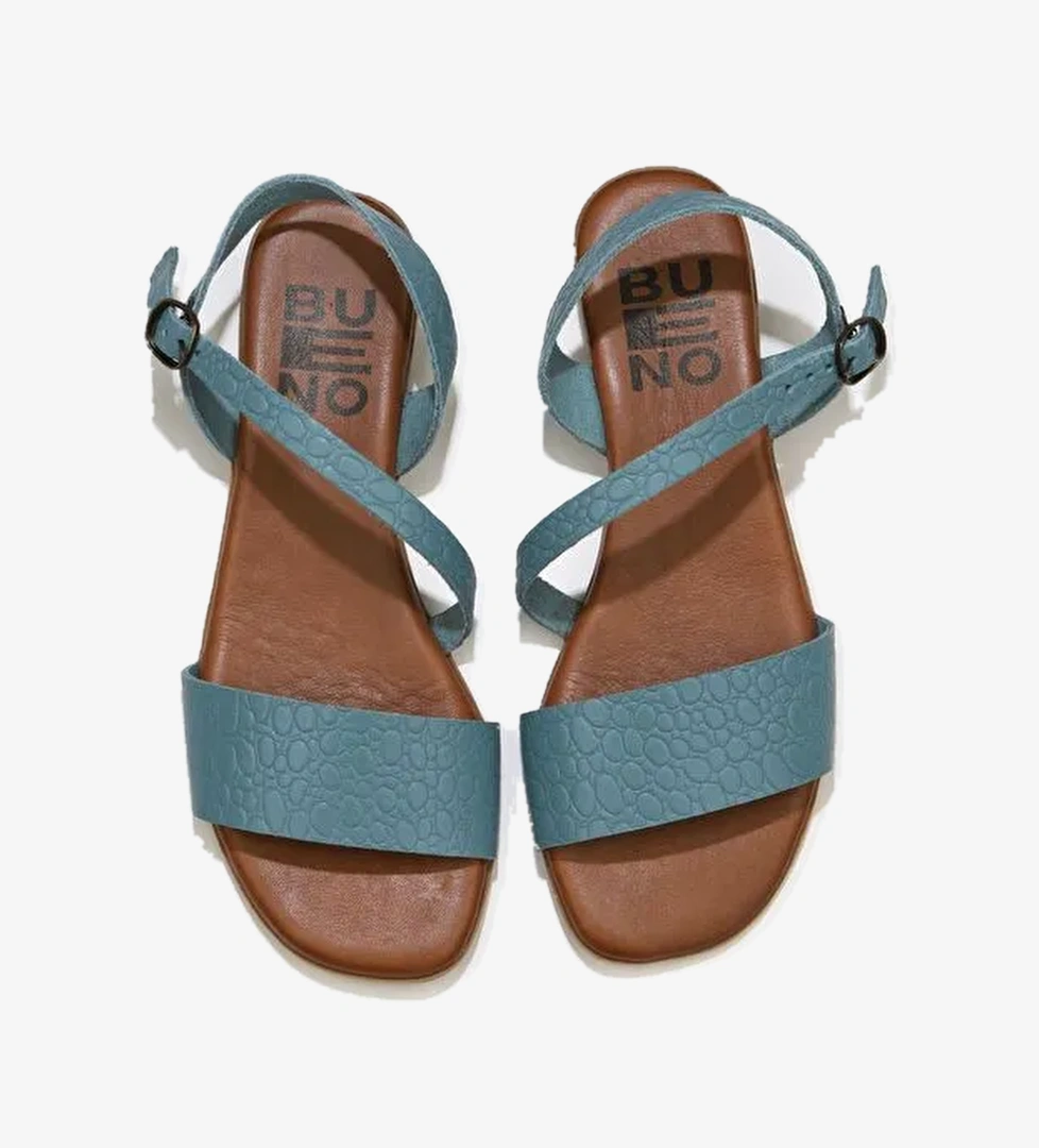 Bueno Shoes Mavi Deri Kadın Sandalet 01ws6012 - Görsel 1
